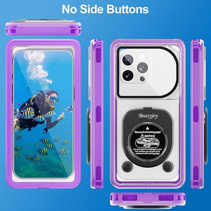 Beasyjoy Waterproof Phone Case, Underwater Phone Case for Snorkeling, Universal IPX8 Diving Pouch with Lanyard for iPhone Samsung Google Moto Series-[NOT Fit Snugly] [Touchscreen Operated Only]-Purple