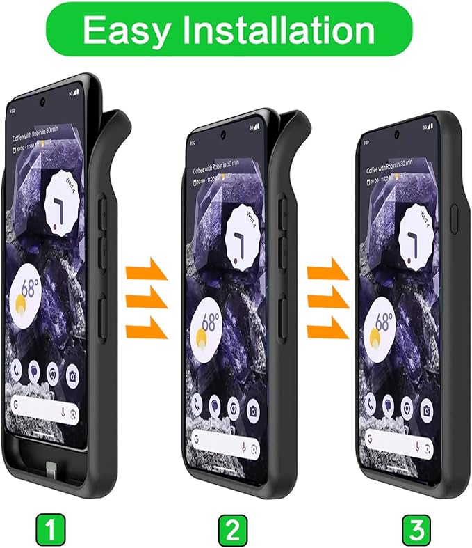 Battery Case for Pixel 8a, Upgraded 10000mAh Battery Pack Rechargeable Charger Case with Wireless Charging Compatible for Pixel 8a (6.1 inch) External Charging Cover(Black)