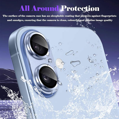 Camera Lens Protector for iPhone 17 Camera Lens Protector [Strong Adsorption] [Not Easy to Break] Metal Tempered Glass Rear Camera Screen Cover - Light Blue
