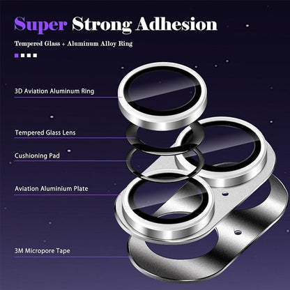 Camera Lens Protector for iPhone 17 Camera Lens Protector [Strong Adsorption] [Not Easy to Break] Metal Tempered Glass Rear Camera Screen Cover - Silver