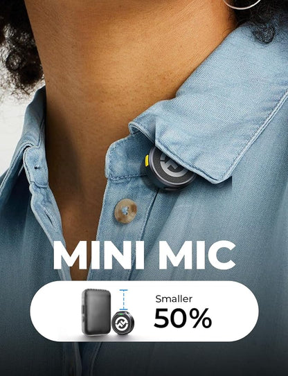 Hollyland Lark M2 Wireless Microphone for iPhone14 & Below, Mini Magnetic Microphone, 300m Range, Hi-Fi Audio, Noise Cancelling, 30h Use, Video Recording (2TX + Lightning RX + Charging Case)