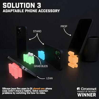 CordBrick Glowing Silicone + Steel Weighted Cable Holder for Nighstand, Cord Wrap for Travel, Unique iPhone Accessory. Small Graduation Gift for High Schoolers. Gadget for Teens. Green Glow