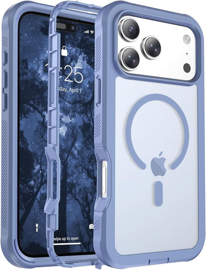 jaroco Magnetic for iPhone 17 Pro Max Case, [Compatible with MagSafe][Military Grade Drop Protection][Heavy Duty Protection][Non-Slip][Shockproof] 2-Layer Durable Bumper Phone Case 6.9''-Blue Purple