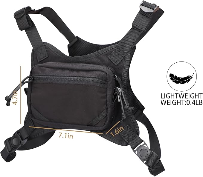 MGFLASHFORCE Chest Bag for Men and Women, Chest Rig Pack Front EDC Pouch Running Vest Phone Holder for Workout, Hiking and Outdoor Sports