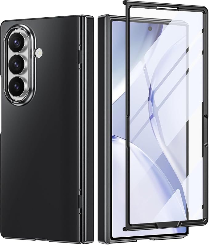Btscase for Samsung Galaxy Z Fold 7 Case,Built in Front Screen Protector,Gold Glitter Marble Pattern Hard PC Slim Shockproof Full Body Drop Protective Case for Galaxy Z Fold 7 5G, Black