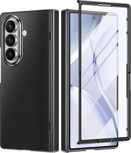 Btscase for Samsung Galaxy Z Fold 7 Case,Built in Front Screen Protector,Gold Glitter Marble Pattern Hard PC Slim Shockproof Full Body Drop Protective Case for Galaxy Z Fold 7 5G, Black