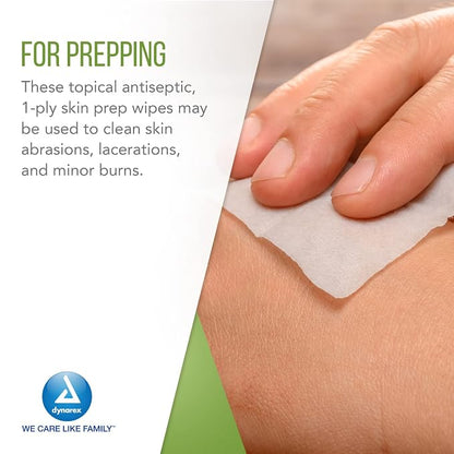 Dynarex Alcohol Prep Pads, Medical-Grade and Non-Woven Prep Pads, Saturated with 70% Isopropyl Alcohol, Rapid-Acting Antiseptic Wipes, 1-Ply, Medium, 4 Boxes of 200 Alcohol Prep Pads