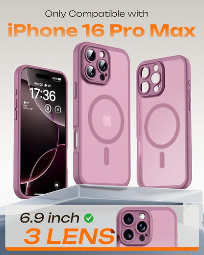 TOCOL for Phone 16 Pro Max Case, Compatible with Magsafe Charger, Full Camera Protection, Drop Protection, Translucent Matte Phone Case for iPhone 16 Pro Max 6.9 inch (LilacPurple)