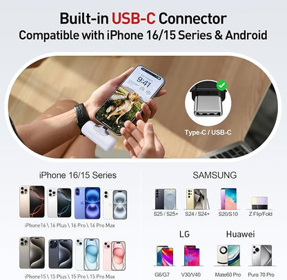 iWALK Portable Charger 5500mAh Next-Gen Small Power Bank 22.5W Fast Charging Battery USB-C Portable Phone Charger for iPhone 17/16/15 17 Plus 17 Pro Max iPad, Samsung Galaxy S25 S24 S23 Android, White