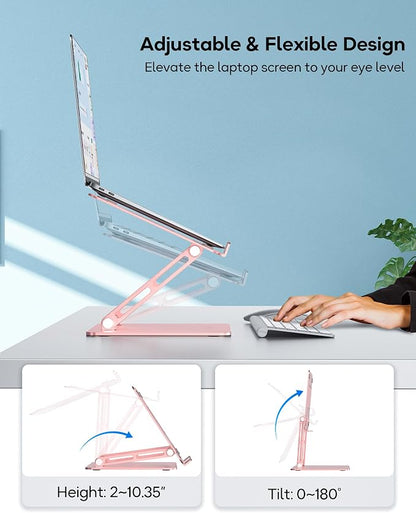 Adjustable Laptop Stand, Ergonomic Computer Stand for Desk, Aluminum Ventilated Colling Lectern Stand Compatible with MacBook Pro Air, HP, 10-15.6" All Laptops