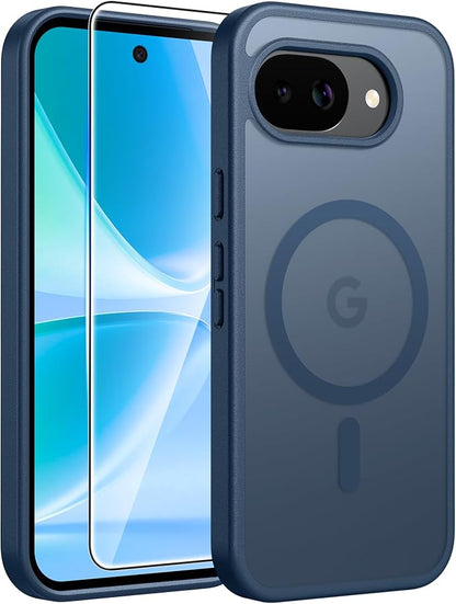 FNTCASE for Google Pixel 10a Case: [Compatible with Magsafe] Translucent Matte Cases with [Screen Protector] Military Grade Shockproof Protective Magnetic Phone Cover for Pixel 10A - Blue