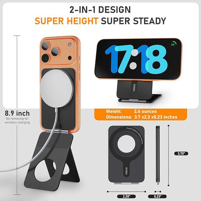 Magnetic Tripod for iPhone, Aluminium Phone Tripod Stand Compatible with Magsafe iPhone 17/16/15/14/13/12 Series, Foldable Strong Magnetic Phone Stand & Travel Essentials Accessories