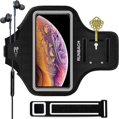 Armband for iPhone 17/17 Pro/16/16 Pro/15/15 Pro/14/14 Pro/13/13 Pro/12/12 Pro/11/XR,Sweatproof Running Exercise Bag with Card Slot for iPhone 16,15,14,13,12,11,iPhone XR(Black)