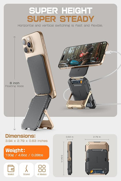 SUPCASE for MagSafe Wallet with Stand, Magnetic Wallet for Men, [Hold 5 Cards] [Adjustable Stand] [RFID Blocking] Phone Stand Credit Card Holder Tripod for iPhone 17/16/15/14/13/12 Series, Desert