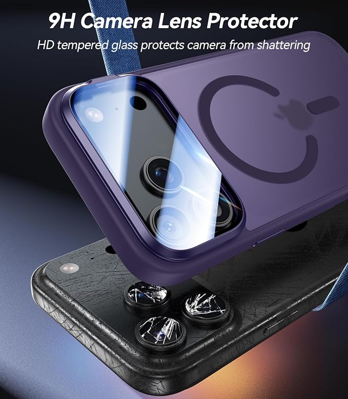 [Upgraded Full Camera Protection] for iPhone 17 Pro Case with Camera Cover Stand [Fit for MagSafe][10FT Mil-Grade Protection] Translucent Magnetic iPhone 17 Pro Phone Case, Purple
