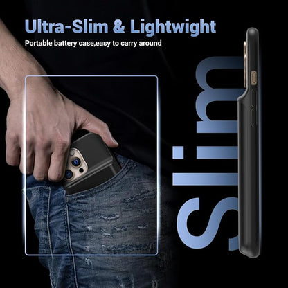 Battery Case for iPhone 16 Pro Max, Ultra-Slim 7000mAh Portable Extended Charging Charger Case [2026 Upgraded] w/Tempered Glass Film for iPhone 16 Pro Max-6.9 inch,Black
