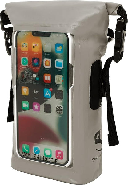 geckobrands Waterproof Phone Tote with 2L Dry Bag and Adjustable Strap – Protect Your Phone and Valuables While on The Go Grey