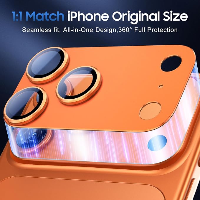 UniqueMe for 3 Pack iPhone 17 Pro Max Camera Lens Protector - [Drop Protection] [Case Friendly] 9H Tempered Glass Camera Cover Screen [Update New Version] - All Orange