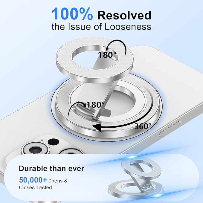 MagSafe Phone Ring Holder, Magnetic Grip Stand Finger Ring Kickstand Dual-Sided Phone Holder for Samsung Galaxy S26 S25 Ultra S24 Z Fold7 Flip7 iPhone 17 Pro Max 17 16e 16 Plus 16 Fit Magnet Car Mount