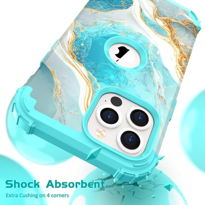 Hocase for iPhone 13 Pro Max Case, Heavy Duty Shockproof Protection Soft Silicone Rubber Bumper+Hard Plastic Hybrid Protective Case for iPhone 13 Pro Max (6.7") 2021 - Teal
