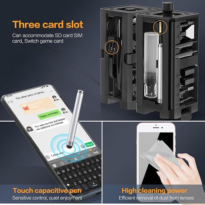 34-in-1 for iPhone Cleaning Kit, Sunoyar Airpods Cleaning Kit Multi-Functional, Laptop Cleaning Kit with Portable Storage Case for iPhone Charging Port USB C Cell Phone Android Keyboard Earbud Black