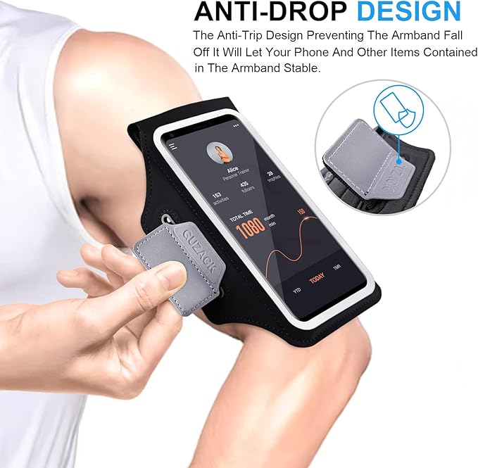 GUZACK Running Armband for iPhone 17 16 15 14 13 12 Pro Max/Plus/XR/XS, Galaxy S25/S24/S23/S22, with Card Slot & Key Pockets, Sports Arm Bands Cell Phone Holder Fit Up to 6.9 Inches Phone