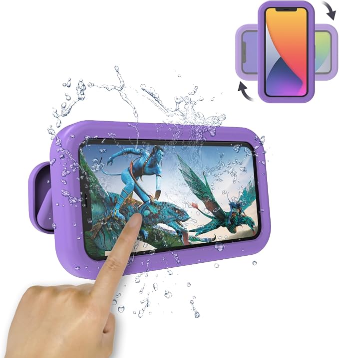 Waterproof Shower Phone Holder,360° Rotation Shower Phone Case, Angle Adjustable, Anti-Fog High Sensitivity,for Bathroom,Batheub, Kitchen Wall,Compatible with 4" - 6.8" Cell Phones