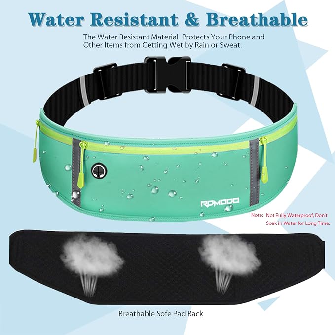 Running Belt for Women, Fanny Pack for Men, Running Waist Belt Large Capacity 3 Pocket Zipper Waterproof Lightweight Adjustable Runners Belts for Phone iPhone Samsung Under 6.7 Inches