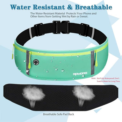 Running Belt for Women, Fanny Pack for Men, Running Waist Belt Large Capacity 3 Pocket Zipper Waterproof Lightweight Adjustable Runners Belts for Phone iPhone Samsung Under 6.7 Inches