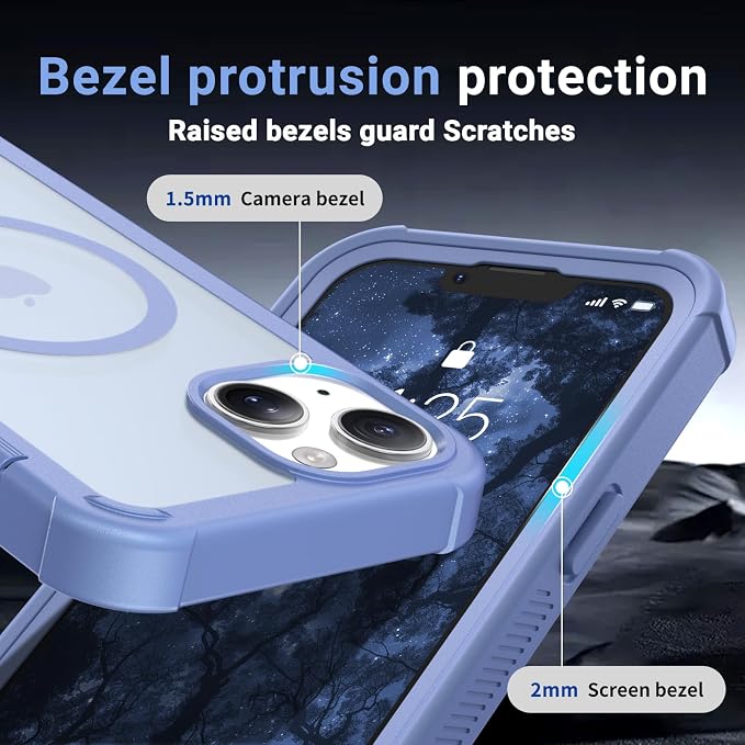 jaroco Magnetic for iPhone 14 Case, [Compatible with MagSafe][Military Grade Drop Protection][Heavy Duty Protection][Non-Slip][Shockproof] 2-Layer Durable Bumper Phone Case 6.1''-Blue Purple