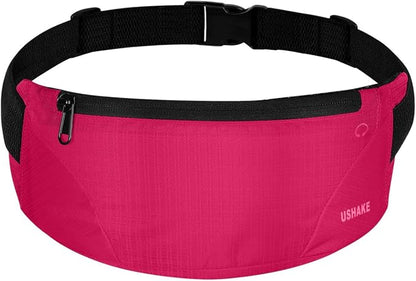 USHAKE Running Belt,Men or Women Ultra Light Bounce Free Waist Pouch Bag Fitness Workout Belt Sport Waist Pack Exercise Waist Bag for iPhone Samsung LG in Running Gym Marathon (Red)