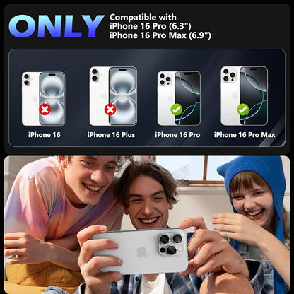imluckies Alloy Metal Camera Lens Protector for iPhone 16 Pro / 16 Pro Max / 14 Pro / 14 Pro Max, 9H Tempered Glass, Ultra HD, Anti-Scratch, Strong Adhesion, Case Friendly, White Titanium