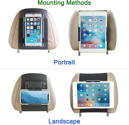 Car Headrest Mount Holder for Tablets and Phones with 5-10.5Inch Screens -Compatible with iPhone iPad Air Mini, Galaxy, Switch 2