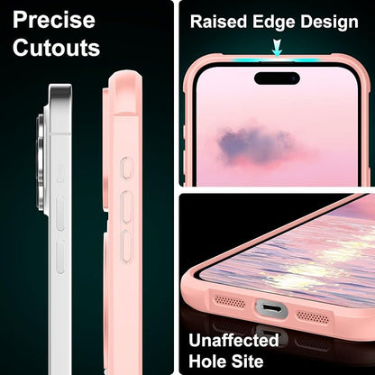 360° Magnetic Swivel Ring for iPhone 16 pro case, Built-in Metal Stand and Ring Holder, Magsafe Compatible, Military Grade Protection, Shock and Vibration Resistant- Pink