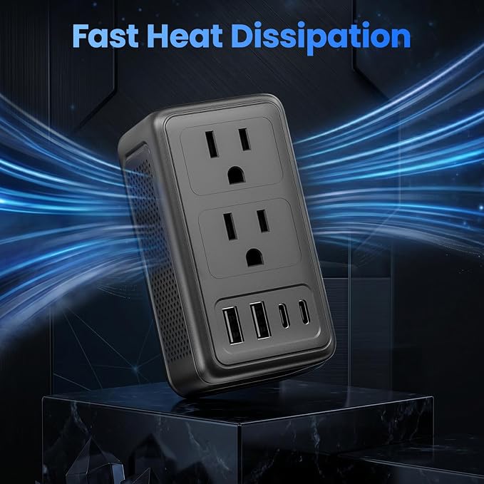 2000W Voltage Converter US to Europe, with 2 USB A and 2 USB C Ports | 220V to 110V Converter for European Travel for Hair Dryer, Travel Adapter Converter Combo