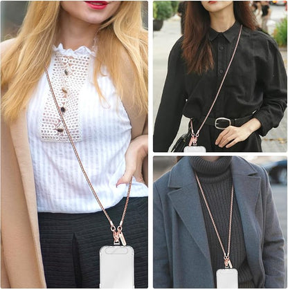 MOUTAKEY Metal Cell Phone chain Crossbody Phone lanyard with 2 Tether Tabs Detachable iPhone Chain Crossbody Strap,Non-rusting,Solid,iPhone Lanyard for Women Girls Travel Shopping Party Camping