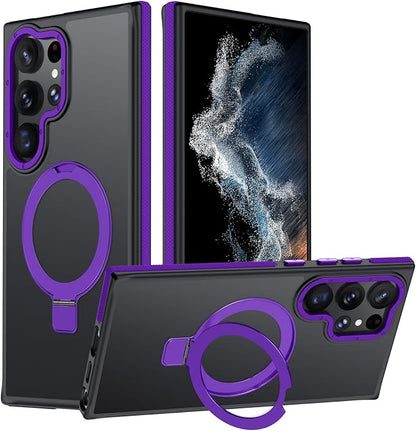 for Samsung Galaxy S22 Ultra Case, Magnetic Adjustable Ring Stand [Fit for Magsafe], [Military-Grade Shockproof Protection] Phone Case for S22 Ultra Case with Kickstand&Ring Holder (Purple)