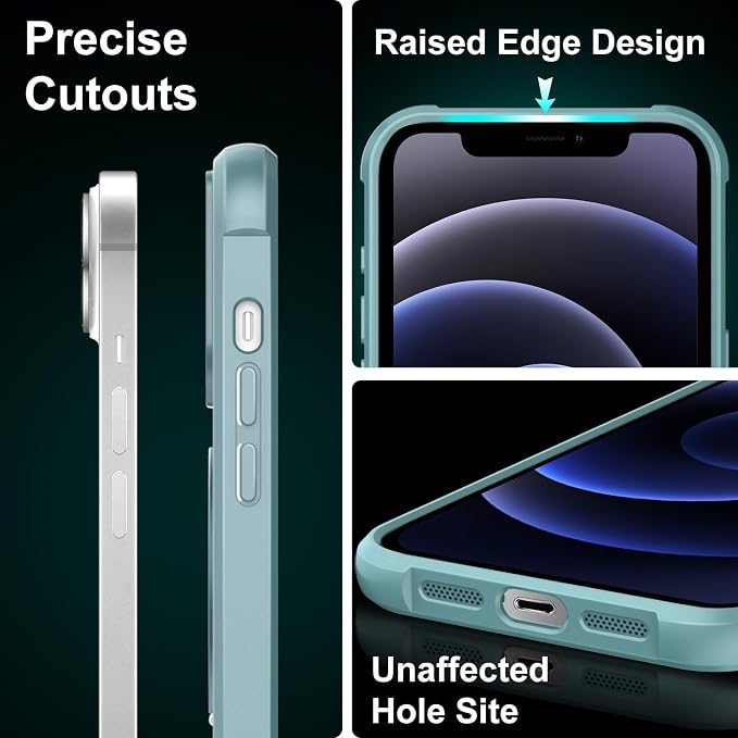 360° Magnetic Swivel Ring for iPhone 12 case, Built-in Metal Stand and Ring Holder, Magsafe Compatible, Military Grade Protection, Shock and Vibration Resistant-Lake Blue