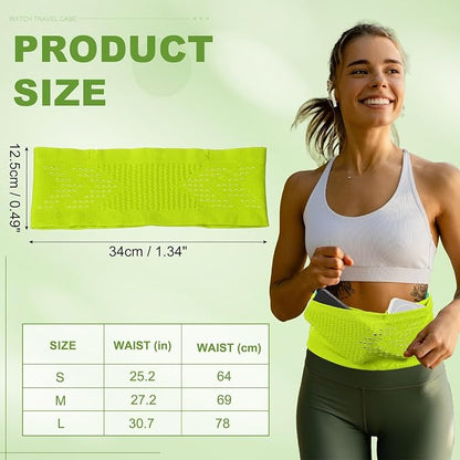 Slim Running Belt, Running Fanny Pack Phone Holder for Women Men Waist Bag Moisture Wicking Storage Belts Bag- Fitting for (Storage Phone-Travel- Sports- Hiking) Yellow & M