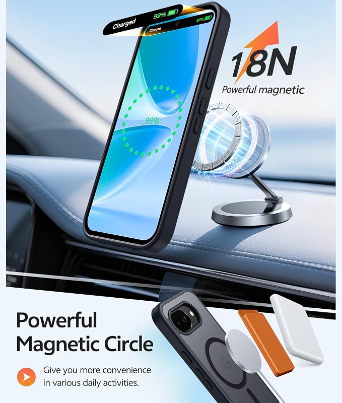 FNTCASE for Google Pixel 10a Case: [Compatible with Magsafe] Translucent Matte Cases with [Screen Protector] Military Grade Shockproof Protective Magnetic Phone Cover for Pixel 10A - Black