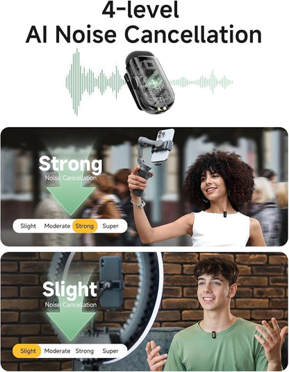 MAONO Wave T1 Mini Wireless Lavalier Microphone for iPhone 17 16 15 & Android with USB-C Plug, Noise Cancellation, AI Voice Filter, 30H Used with Charging Case for Video Recording Vlogging Podcast