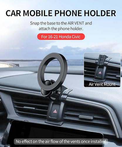 MaserWeller Car Phone Holder for Honda Civic 2016-2021 Accessories,10th Gen.Civic Cell Phone Holer Compatible with MagSafe, Air Vent Mount for 4-7 Inch Smartphones, Hands Free Mobile Stand