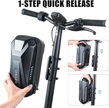 CHICLEW Portable Electric Scooter Bag, Quick Release Scooter Storage Bag with 2L/3L Large Capacity, Waterproof Front Handlebar Bag for Carrying Phone, Wallet, Tools