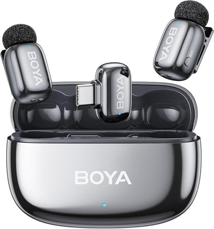 BOYA mini 2 Wireless Lavalier Microphone for iPhone 15/16/17 & Android,AI Noise Cancellation,App Control, 30H Battery Life with Charging Case,Lapel Microphone Wireless for Video Recording Podcast Vlog
