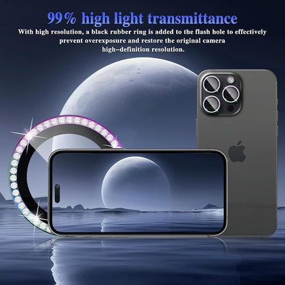 ShinKin Camera Lens Protector for iPhone 16 Pro/iPhone 16 Pro Max, Glitter Camera Cover, 9H Tempered Glass Individual Metal Ring Camera Protector for iPhone 16 Pro/16 Pro Max (Diamond -Colorful)
