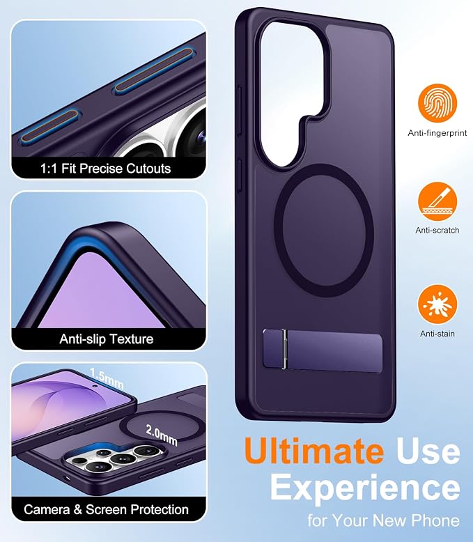 Magnetic for Samsung Galaxy S26 Ultra Case, [Innovate Stand][Military Grade Drop Protection][Non Slip][Translucent Matte] Shockproof Phone Case for Galaxy S26 Ultra 2026 -Purple