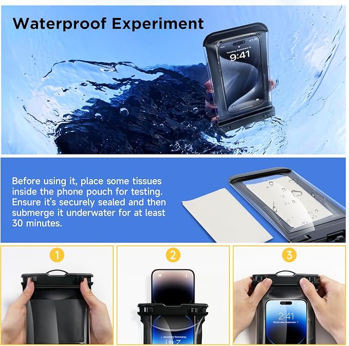 [2 Pcs] Humixx Floating Waterproof Phone Pouch [Sponge 20X Super Buoyancy] [Beach Travel Essentials], IP68 Waterproof Case Dry Bag for iPhone 15/14/13 Pro Max Samsung 24/23/22 Ultra Google Up to 8.8”
