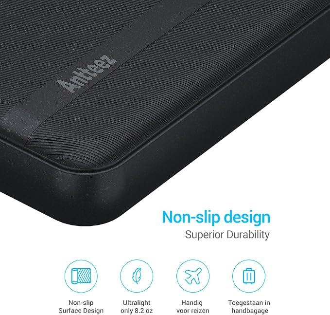 Antteez Portable Charger 10,000mAh, Power Bank Fast Charging with Built-in Cables, 22.5W USB C Travel Battery Pack, LED Display & 4 Outputs, Compatible with iPhone, Samsung, iPad