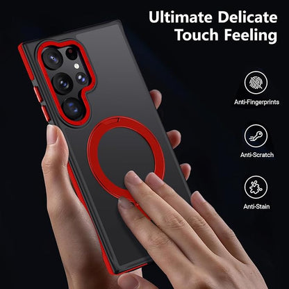 for Samsung Galaxy S23 Ultra Case, Magnetic Adjustable Ring Stand [Fit for Magsafe], [Military-Grade Shockproof Protection] Phone Case for S23 Ultra Case with Kickstand&Ring Holder 3 Red