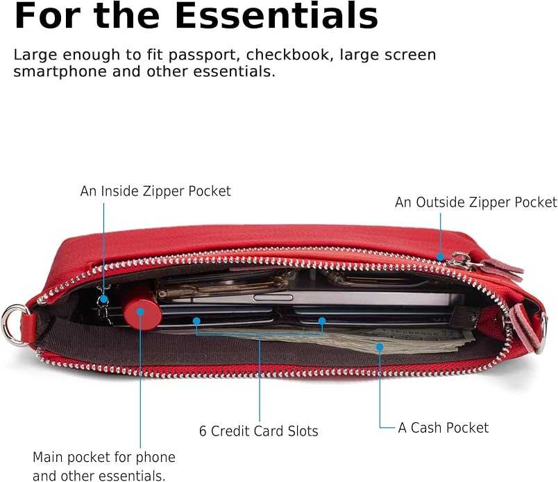 befen Genuine Leather Wristlet Clutch Wallet Purses Small Crossbody Bags for Women with RFID Blocking Card Slots